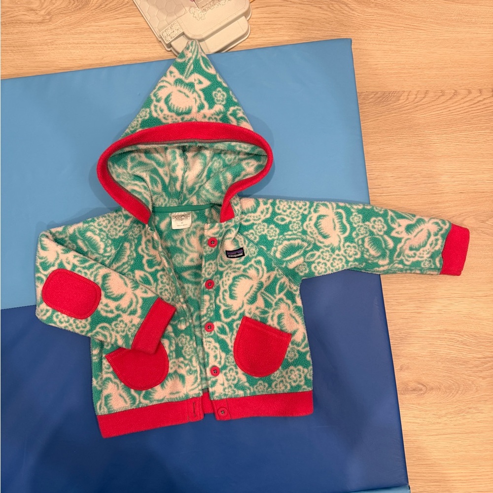 Patagonia Teal and White Fleece Jacket